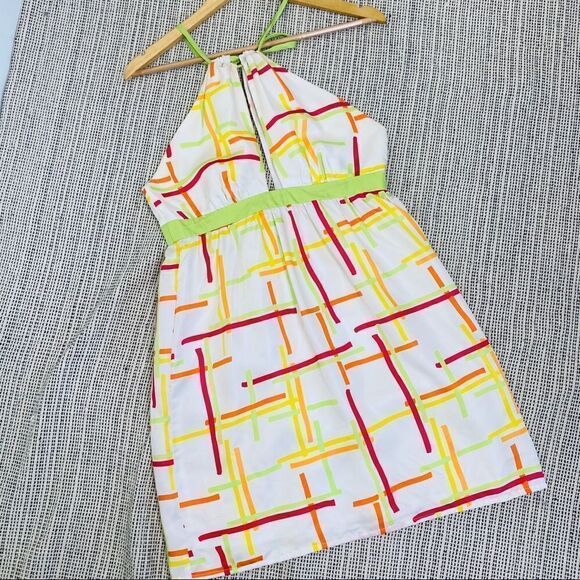 Leona by Lauren Leonard multi color halter dress 8 - Picture 3 of 7